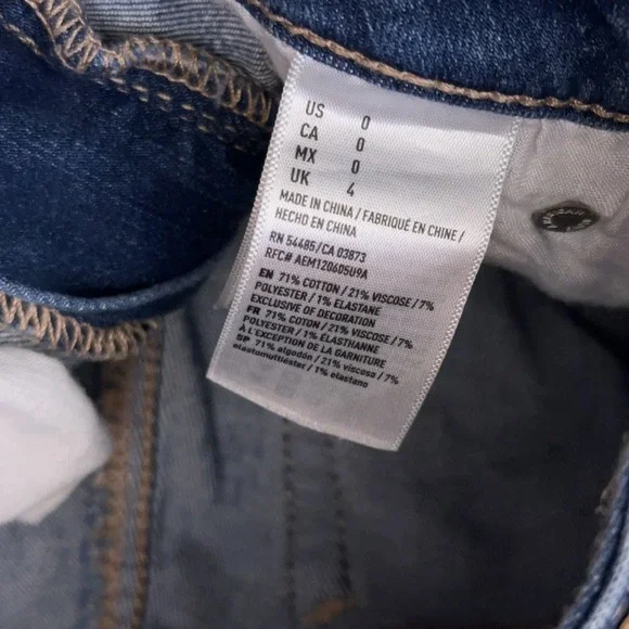 American Eagle Denim Jean Shorts Women's 0‎ Hi-Rise Shortie Distressed Stretch - Picture 4 of 10